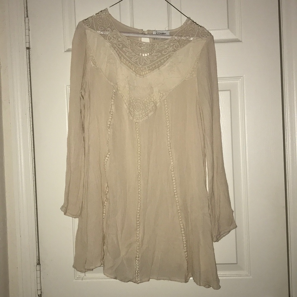 Cream lace over sized top
